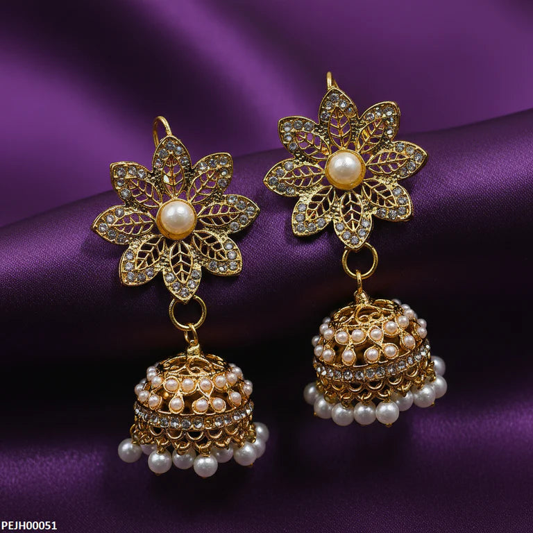 Flower Pearl Drop Pakistani Ethnic Jhumki
