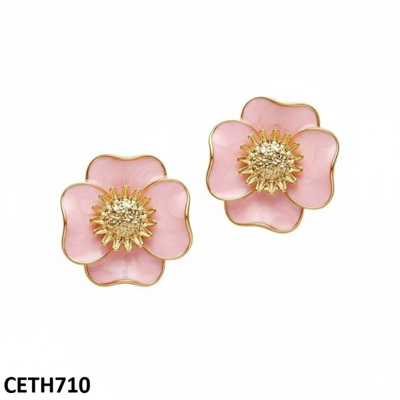 Synthetic Flower Tops Pair - CETH | Alloy/Copper |Golden Plating