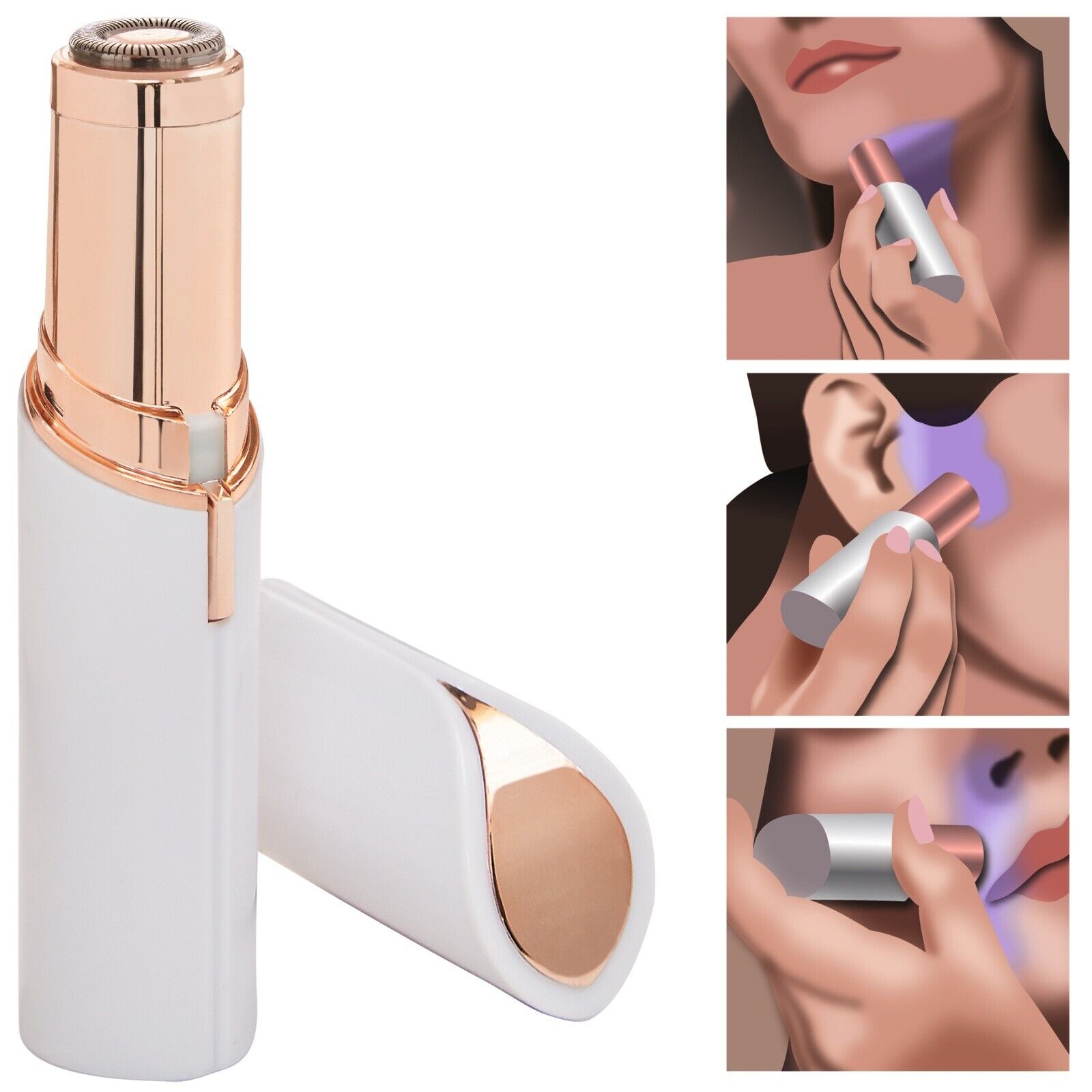 Painless &amp; Gentle: Removes facial hair instantly without nicks, cuts, or irritation.