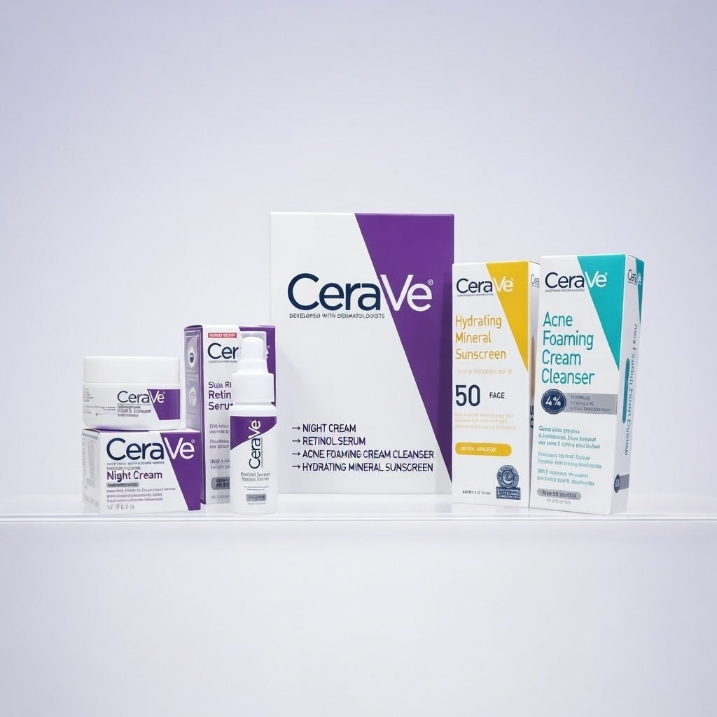 CeraVe Complete Skincare Set – Acne Control & Night Repair Bundle - Pack of 4