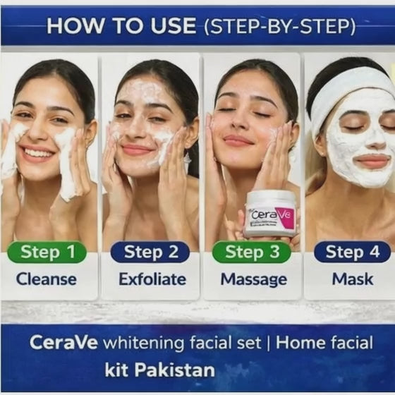CeraVe 6-in-1 Skin Renewing Facial Kit – Complete Whitening & Glow Facial Set